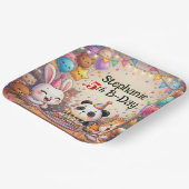 Birthday Rabbit Panda Cat Bear Fox Animals  Pappteller (Gewinkelt)