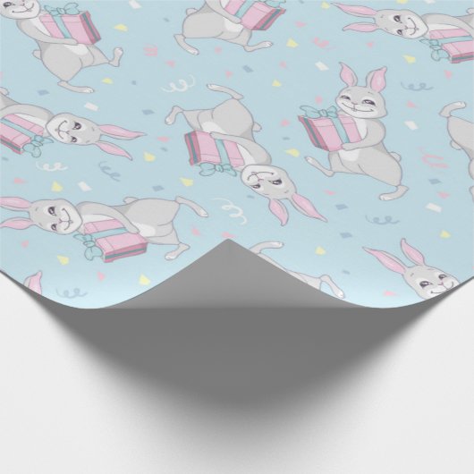 Birthday Rabbit Pattern Geschenkpapier (Ecke)