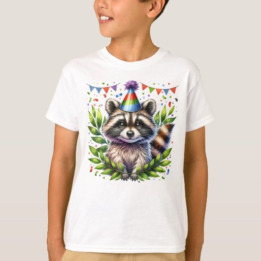 Birthday Raccoon Kids, birthday party, fun design T-Shirt (Vorderseite)