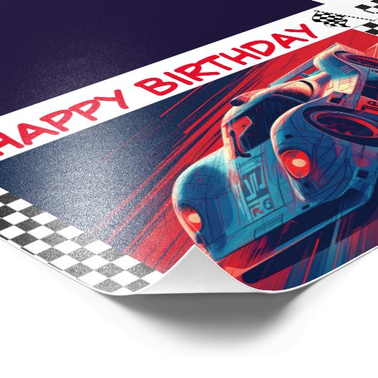 BIRTHDAY RACING CAR BANNER FOTODRUCK (Ecke)