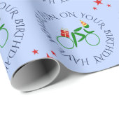 Birthday-Radfahrer-Sondertext grün Geschenkpapier (Rolleneckpunkt)