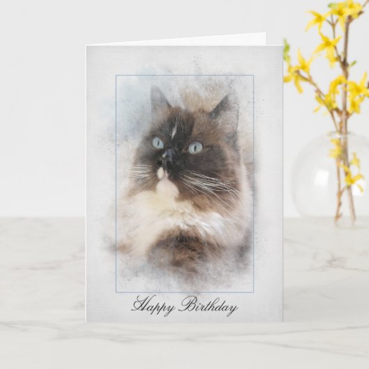 Birthday Ragdoll Cat Karte (Gelbe Blume)