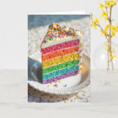 Birthday Rainbow Cake mit Sprinklen Karte (Gelbe Blume)