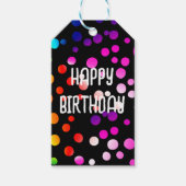 Birthday Rainbow Dots auf Black Geschenkanhänger (Vorderseite)