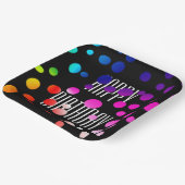 Birthday Rainbow Dots auf Black Pappteller (Gewinkelt)