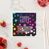 Birthday Rainbow Dots auf Black Serviette (Beispiel)
