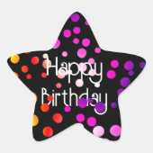 Birthday Rainbow Dots auf Black Stern-Aufkleber (Vorderseite)