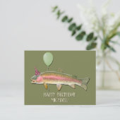 Birthday Rainbow Foreut Fischen Postkarte (Stehend Vorderseite)
