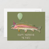 Birthday Rainbow Foreut Fischen Postkarte (Vorne/Hinten)