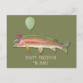 Birthday Rainbow Foreut Fischen Postkarte (Vorderseite)