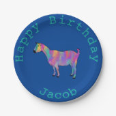 Birthday Rainbow Goat Farm Animal Add Name Jacob Pappteller (Vorderseite)