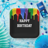 Birthday Rainbow Paints Tropfen Pappteller (Party)