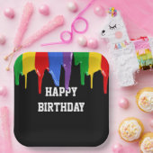 Birthday Rainbow Paints Tropfen Pappteller (Party)