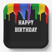 Birthday Rainbow Paints Tropfen Pappteller (Vorderseite)
