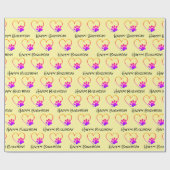 Birthday Rainbow Paw Print mit Herz Geschenkpapier (Flach)