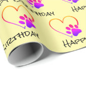 Birthday Rainbow Paw Print mit Herz Geschenkpapier (Rolleneckpunkt)