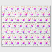 Birthday Rainbow Paw Print mit Herz Geschenkpapier (Flach)