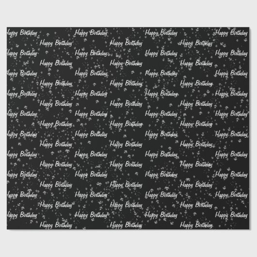 Birthday Raindrops On Black Geschenkpapier (Flach)