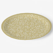 Birthday Random Number Pattern Gold/Weiß 20 Pappteller (Schrägansicht)