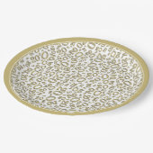 Birthday Random Number Pattern Gold/Weiß 20 Pappteller (Schrägansicht)