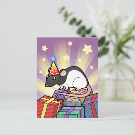 Birthday Rat Postkarte (Stehend Vorderseite)