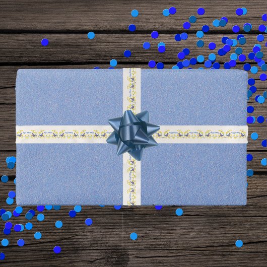 Birthday Red Blue Birds Branches Gelbe Blumen Satinband