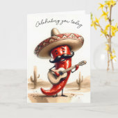 Birthday Red Chili Pepper Musician Karte (Gelbe Blume)