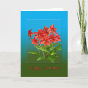 Birthday, Red Day Lilies Karte