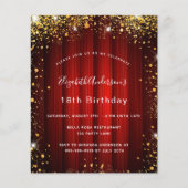 Birthday Red Gold Film Theater Einladung Flyer (Vorne)