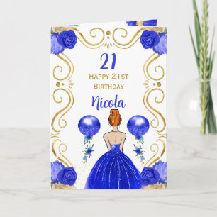 Birthday Red Hair Princess Blue Happy Birthday Karte