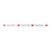 Birthday Red Hearts Pink Green Blue Satinband (Vorderseite)