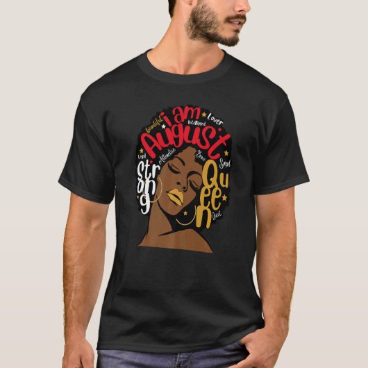 Birthday Red Lips Melanin Leo Virgo I Am August Q T-Shirt (Vorderseite)