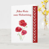 Birthday, Red Poppies, Garden Flowers German Karte (Gelbe Blume)