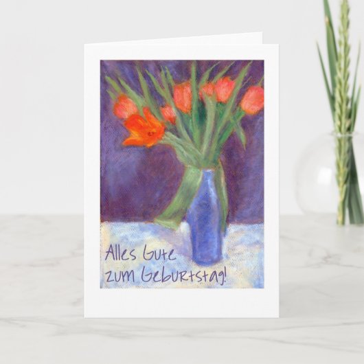 Birthday Red Tulips Card - German Greeting Karte (Vorderseite)