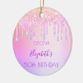 Birthday Regenbogen Glitzer rosa lila 50 Funkeln Keramik Ornament (Links)