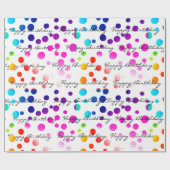 Birthday Regenbogen Punkte auf weiß Geschenkpapier (Flach)