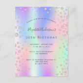 Birthday Regenbogen Rose Gold Diamantrosa Einladun Postkarte (Vorderseite)