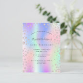 Birthday Regenbogen Rose Gold Diamantrosa Einladun Postkarte (Stehend Vorderseite)