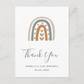 Birthday Regenbogen Rose gold grau weiß Danke Postkarte (Vorderseite)