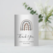 Birthday Regenbogen Silber, modern danke Postkarte (Stehend Vorderseite)