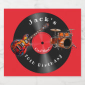 Birthday Retro Vinyl Record Rock Music Guitar Bierflaschenetikett (Einzelnes Label)