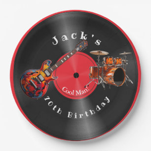 Birthday Retro Vinyl Record Rock Music Guitar Pappteller