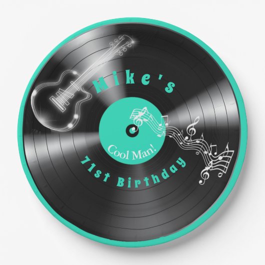 Birthday Retro Vinyl Record Rock Music Guitar Pappteller (Vorderseite)