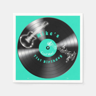 Birthday Retro Vinyl Record Rock Music Guitar Serviette