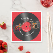 Birthday Retro Vinyl Record Rock Music Guitar Serviette (Beispiel)