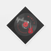 Birthday Retro Vinyl Record Rock Music Red Guitar Serviette (Ecke)