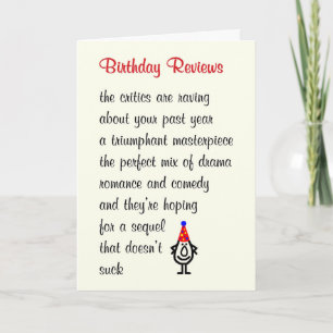Birthday Reviews Ein lustiges Geburtstagsgedicht Dankeskarte