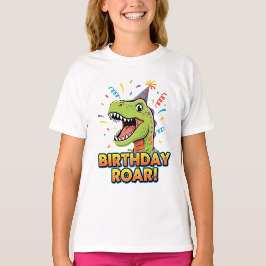 Birthday Roar Cute Dinosaur Birthday Party Design T-Shirt (Vorderseite)