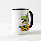 Birthday Roar Cute Dinosaur Birthday Party Design Tasse (VorderseiteRechts)