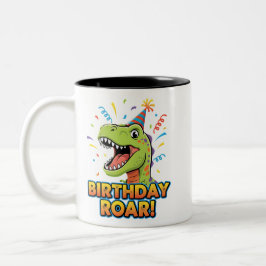 Birthday Roar Cute Dinosaur Birthday Party Design Zweifarbige Tasse